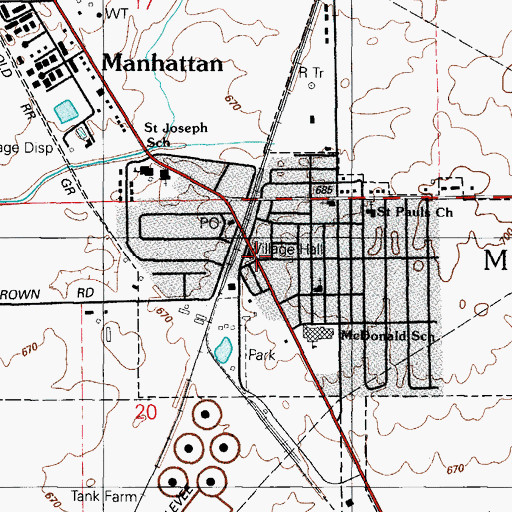 Topographic Map of Manhattan, IL