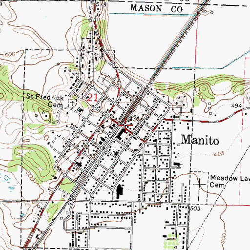Topographic Map of Manito, IL