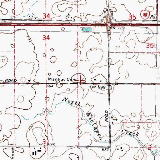 Topographic Map of Manlius Methodist Cemetery, IL