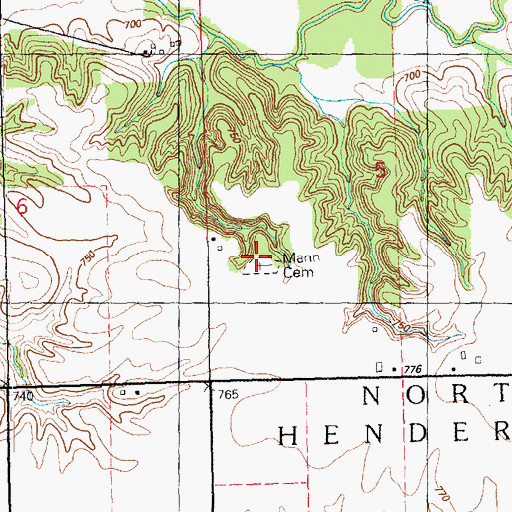 Topographic Map of Mann Cemetery, IL