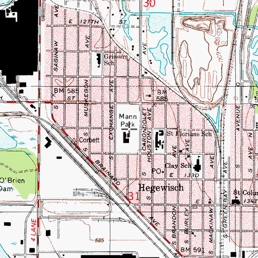 Topographic Map of Mann Park, IL
