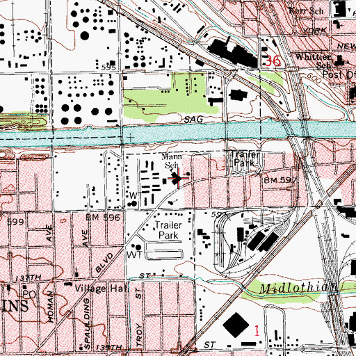 Topographic Map of Horace Mann School, IL