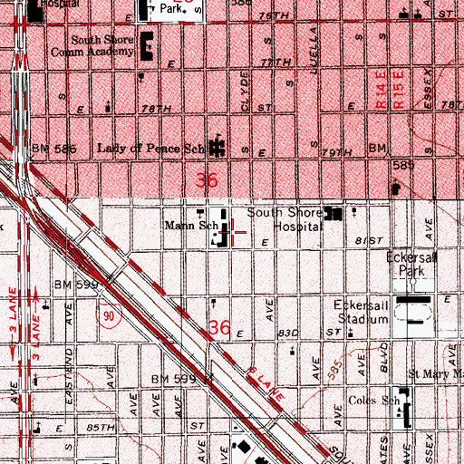 Topographic Map of Mann School, IL