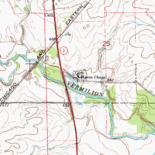 Topographic Map of Manns Chapel, IL