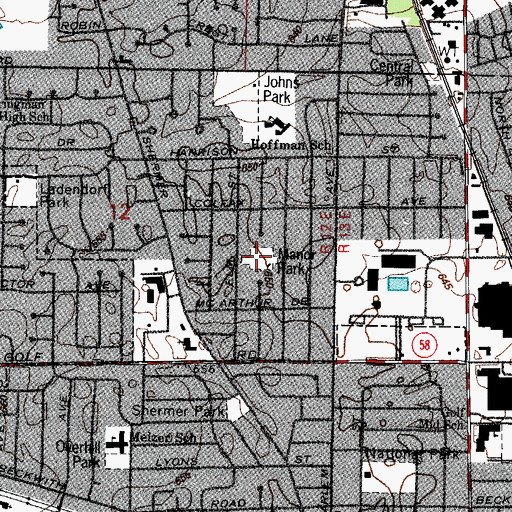 Topographic Map of Manor Park, IL