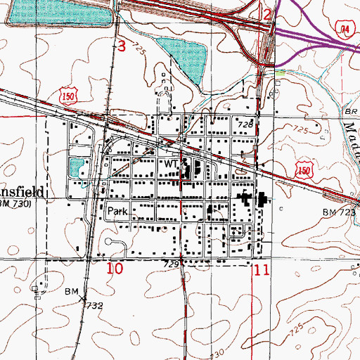 Topographic Map of Mansfield, IL
