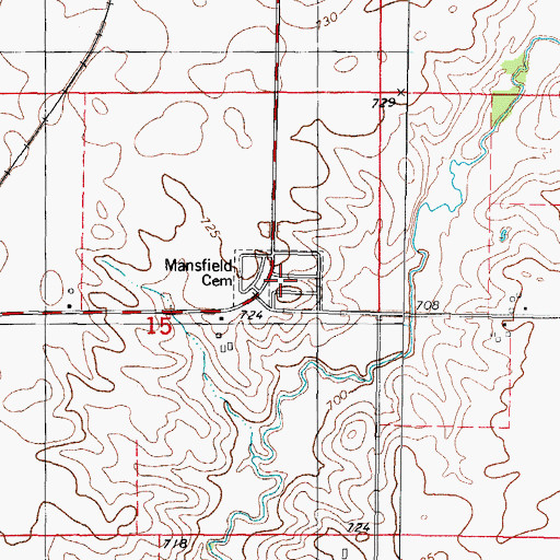 Topographic Map of Mansfield Cemetery, IL