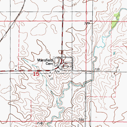 Topographic Map of Mansfield Cemetery, IL