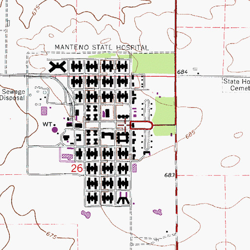 Topographic Map of Manteno State Hospital (historical), IL