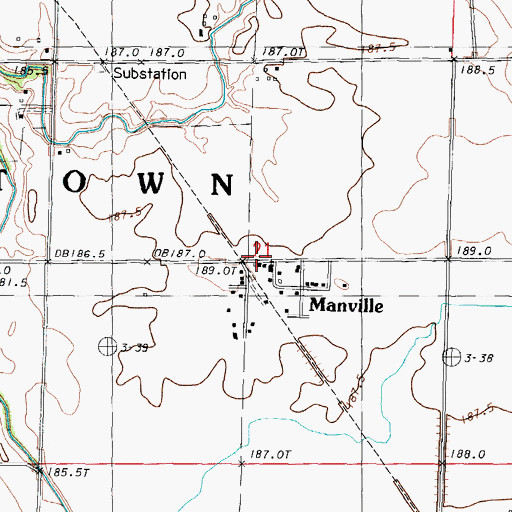 Topographic Map of Manville, IL