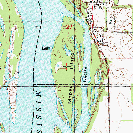 Topographic Map of Mapes Island, IL