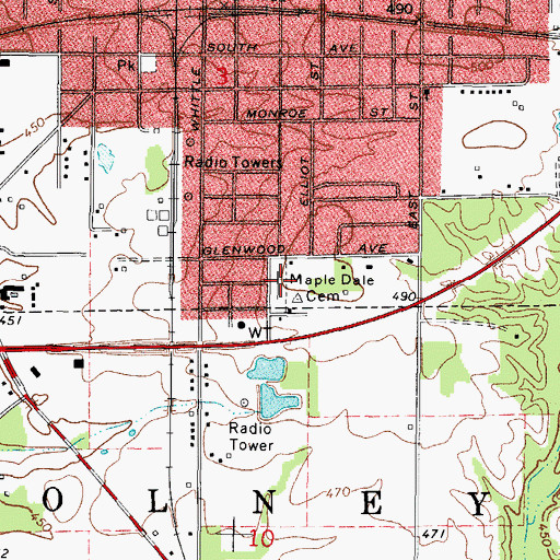 Topographic Map of Maple Dale Cemetery, IL