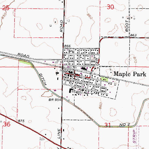 Topographic Map of Maple Park, IL