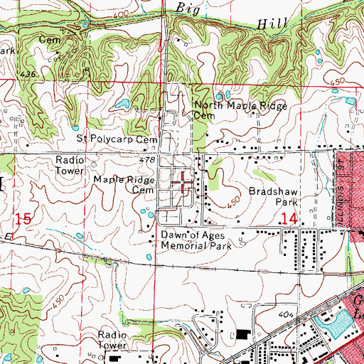 Topographic Map of Maple Ridge Cemetery, IL