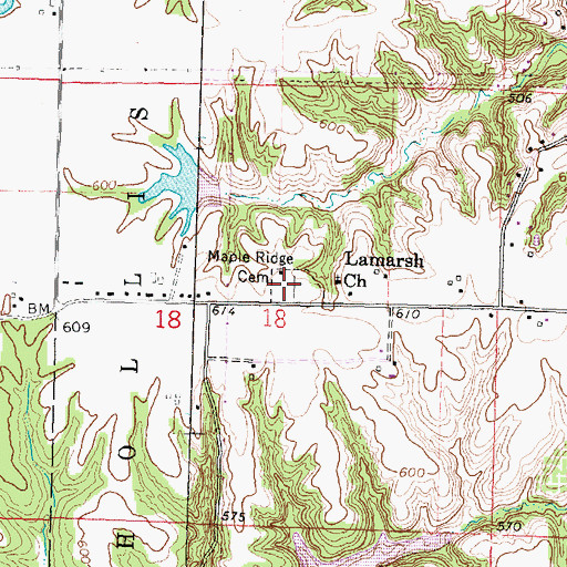 Topographic Map of Maple Ridge Cemetery, IL