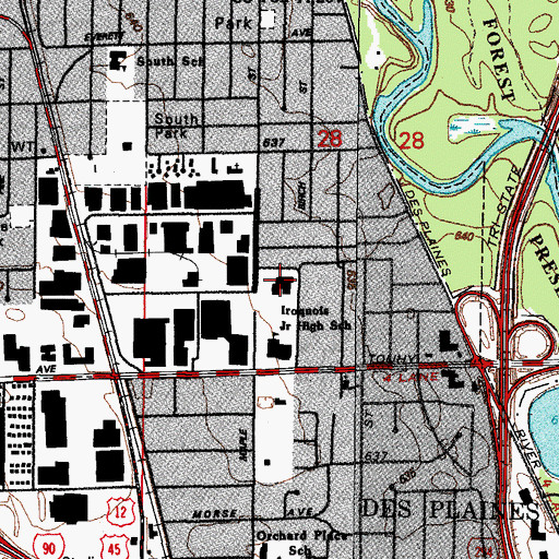 Topographic Map of Maple School (historical), IL