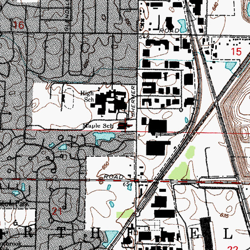 Topographic Map of Maple School, IL