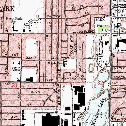 Topographic Map of Maple Elementary School, IL
