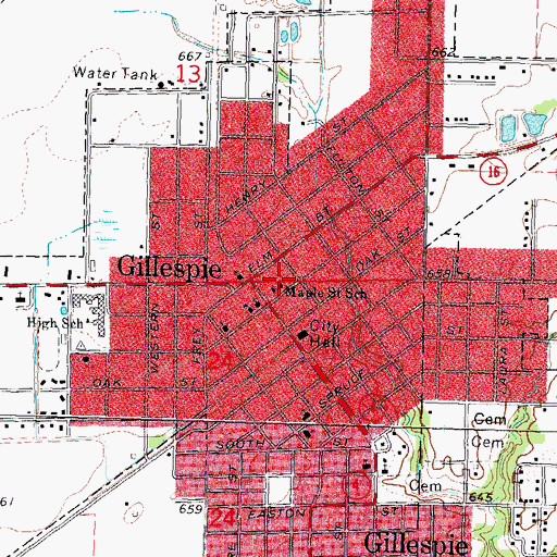 Topographic Map of Maple Street School, IL
