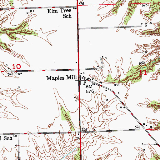 Topographic Map of Maples Mill, IL