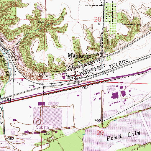 Topographic Map of Mapleton, IL