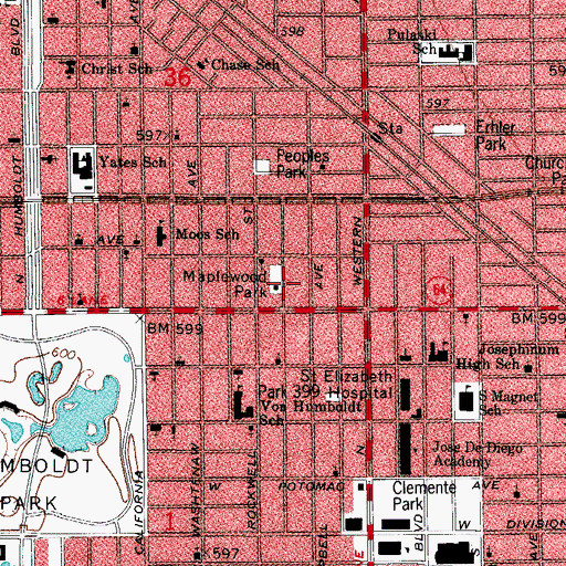 Topographic Map of Maplewood Park, IL