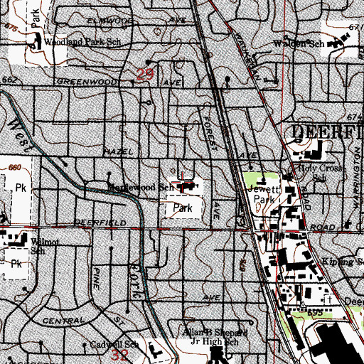 Topographic Map of Maplewood School, IL