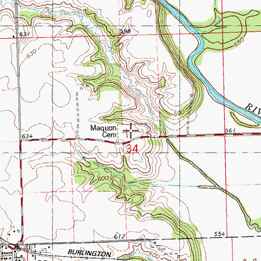 Topographic Map of Maquon Cemetery, IL