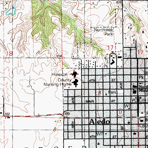 Topographic Map of Genesis Medical Center Aledo, IL