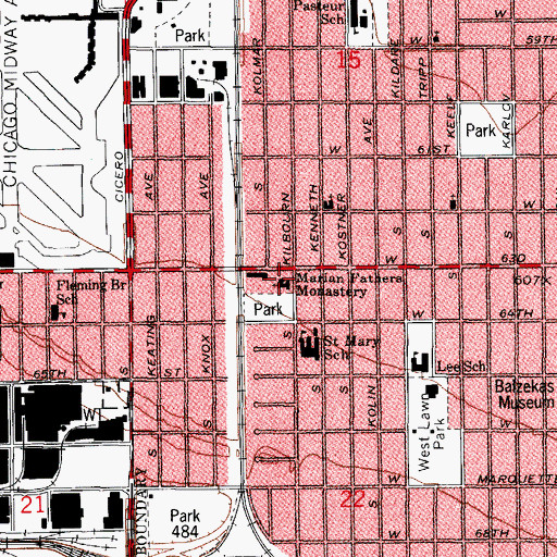Topographic Map of Marian Fathers Monastery, IL