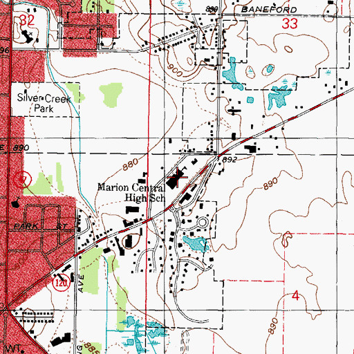 Topographic Map of Marian Central Catholic High School, IL