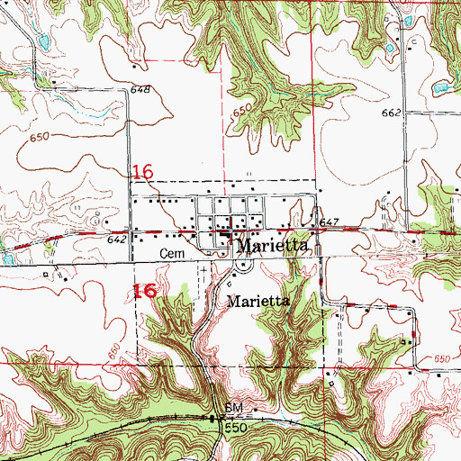 Topographic Map of Marietta, IL