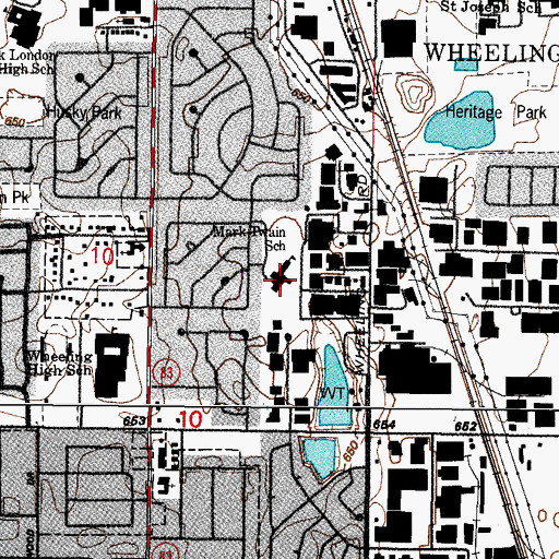 Topographic Map of Mark Twain Elementary School, IL