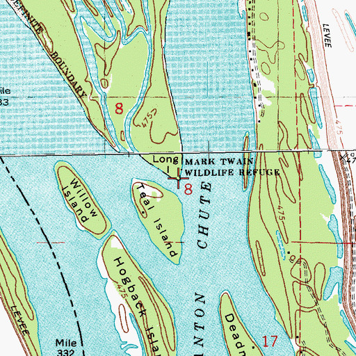 Topographic Map of Mark Twain Wildlife Refuge, IL