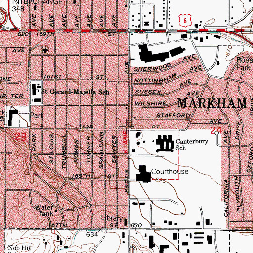 Topographic Map of Markham, IL