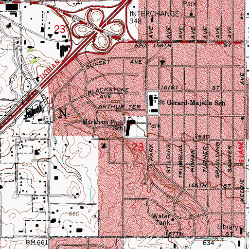 Topographic Map of Markham Park Elementary School, IL