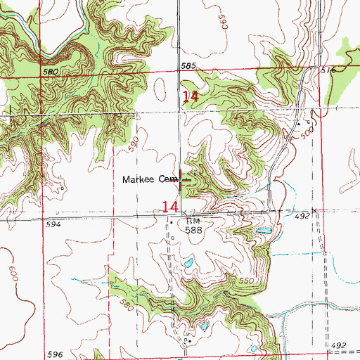 Topographic Map of Markee Cemetery, IL