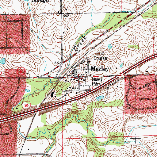 Topographic Map of Marley, IL
