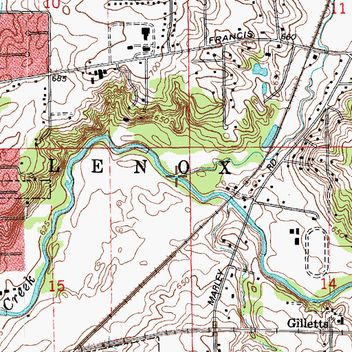 Topographic Map of Marley Creek, IL