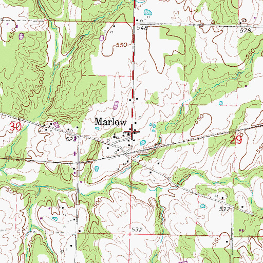 Topographic Map of Marlow, IL