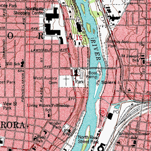 Topographic Map of Marmion Military Academy, IL