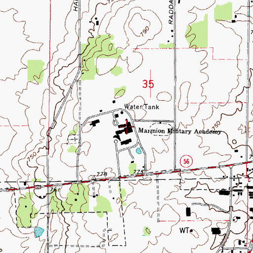 Topographic Map of Marmion Military Academy, IL