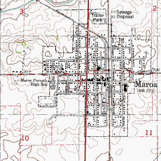 Topographic Map of Maroa, IL