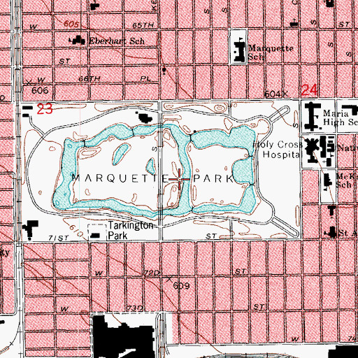 Topographic Map of Marquette Park, IL