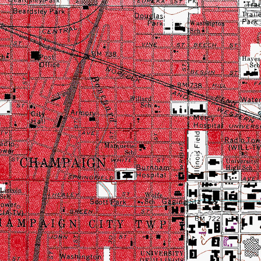 Topographic Map of Marquette School, IL