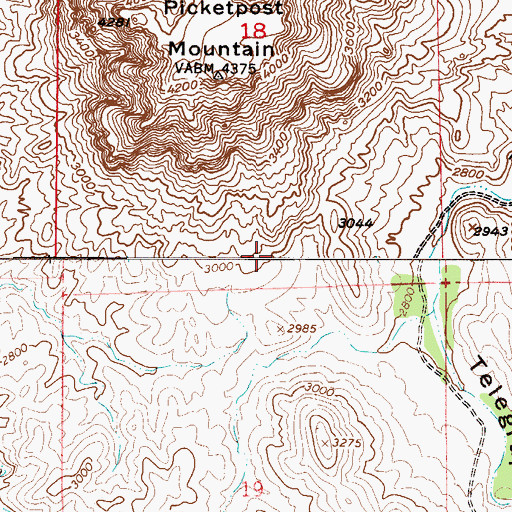 Topographic Map of Picketpost Mountain Research Natural Area, AZ