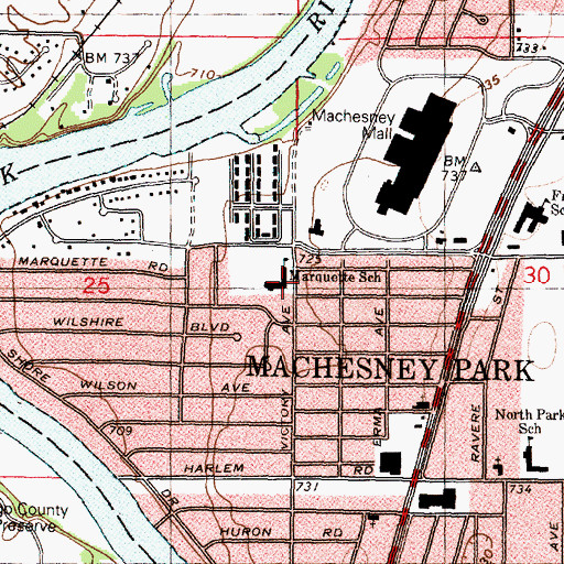 Topographic Map of Marquette Elementary School, IL