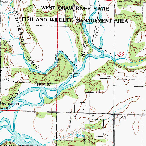 Topographic Map of Marrowbone Creek, IL