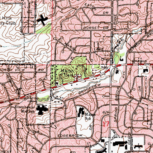 Topographic Map of Marsh Cemetery, IL