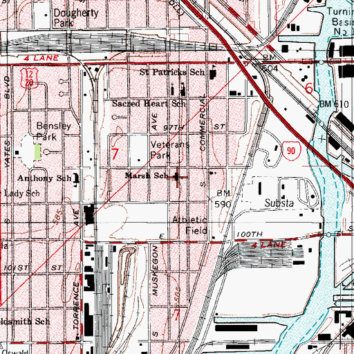 Topographic Map of Marsh Elementary School, IL